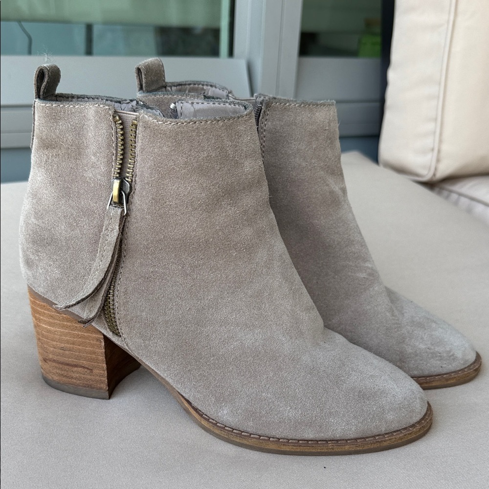 Blondo Taupe Suede Ankle Booties